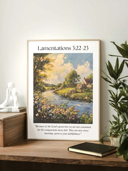 Lamentations 3:22-23 Bible Verse Art