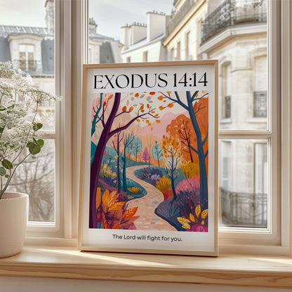 Exodus 14:14 Bible Verse Art