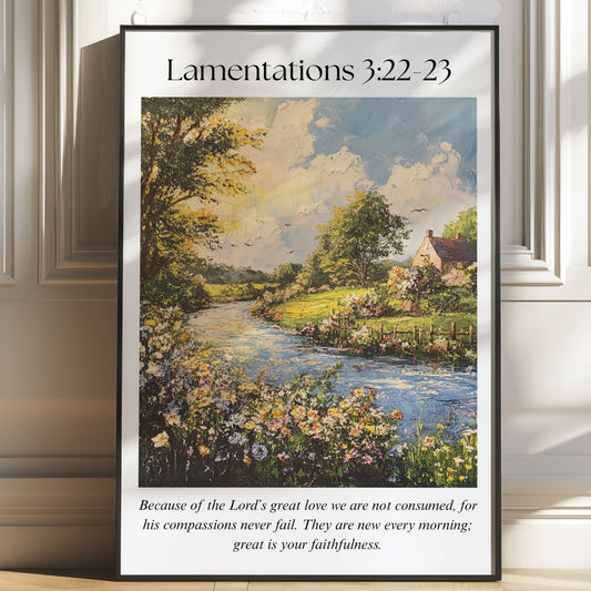 Lamentations 3:22-23 Bible Verse Art